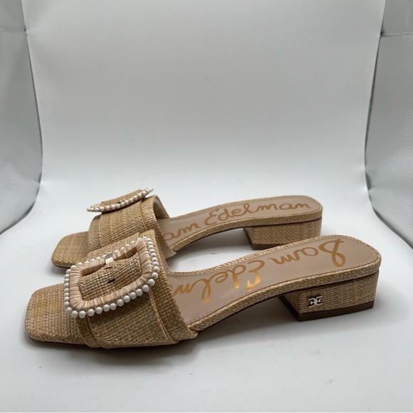 NWOB Sam Edelman DEACON BEADED SLIDE SANDAL COLOR:Bleached Beechwood Weave size7 - Picture 2 of 9